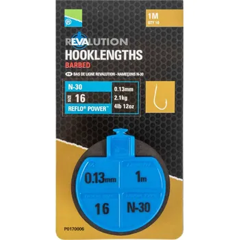 Vrták Háčky na zem, s návazcem, s protihrotem, Preston Revalution Hooklengths N-30 10 ks