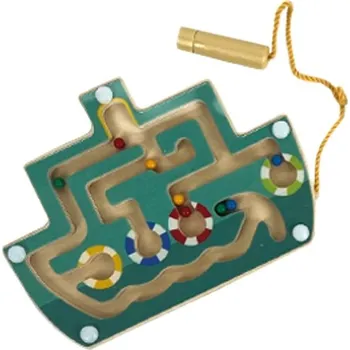 Hračka Bigjigs Toys Dřevěný magnetický labyrint Tyrkysová loď