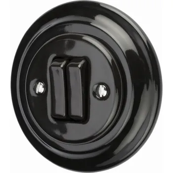 vypínač Keramický dvojitý vypínač pod omítku, černý