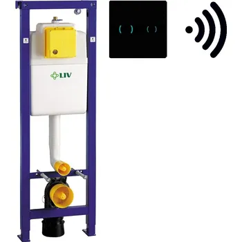 Panel ke sprchové vaničce Liv-Fluidmaster LIV-FIX modul pro suchou instalaci, s elektronickým bezdotykovým černým ovládacím panelem SKLO - SET(7030452701, 8050419638)