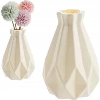 Váza Plastová váza Bílá Klasická na čerstvé i sušené květiny, Skandinávský styl, 21 cm