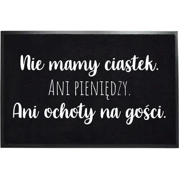 Rohožka VSTUPNÍ ROHOŽKA ČERNÁ 40X60 NÁPIS KOLÁČKY, PENÍZE A CHUŤ