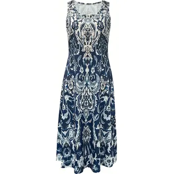 Dámské šaty Dlouhé letní šaty se vzorem Barva: Modrá, Velikostní tabulka: XXL