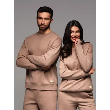 Pánská mikina Klasická unisex mikina s kulatým výstřihem - hnědá V16 OU-SNBC-0104 - XL/XXL