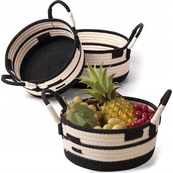 Úložný box Úložný koš pletený organizér kulatý s uchy 22-32cm 3ks
