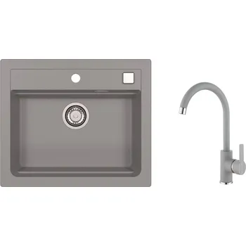 Granitový dřez SET ALVEUS ATROX 30/81 + BATERIE TONIA /81 - obdélníkový granitový beton dřez 590x500x200 mm v setu s baterií