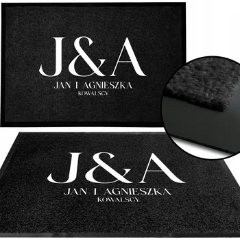 Rohožka ČERNÁ VSTUPNÍ ROHOŽKA 40X60 KE DVEŘÍM S ČÍSLEM DOMU A ADRESOU - VZOR