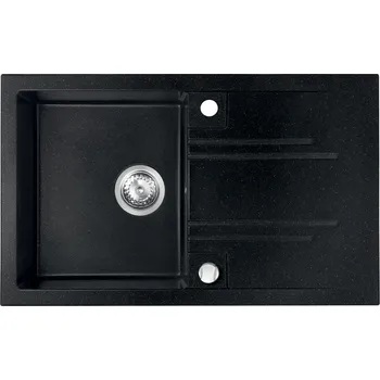 Granitový dřez NOVASERVIS DRGM48/78HA GRANITOVÝ OBDÉLNÍKOVÝ DŘEZ 48 x 78 CM, S ODKAPEM, S PŘEPADEM Z DŘEZU, GRAFIT (DRGM48/78HA)
