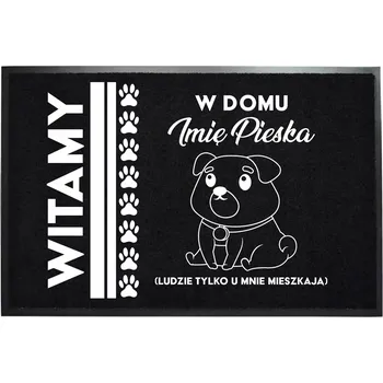 Rohožka NYLONOVÁ ROHOŽKA PŘED DVEŘE ČERNÁ 40x60 TVÉ JMÉNO PEJSEK DŮM HOME