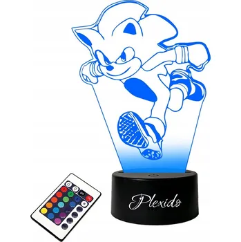 Lampička LAMPKA na SKLE Bajka Sonic Błyskawica 3D LED RGB + DÁLKOVÝ OVLADAČ 16 BAREV