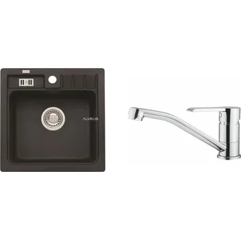 Granitový dřez Alveus SET ALVEUS NIAGARA 20/91 + BATERIE RUTA - černý granitový dřez 465 x 465 mm v setu s baterií