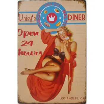 Plechová cedule Plechová retro cedule - Daisys Diner Provedení: Dibond: 20 x 15 cm