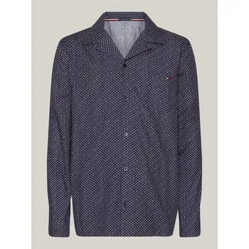 Pánská košile Pánská pyžamová košile UM0UM02992 02E tm modrá s potiskem - Tommy Hilfiger M