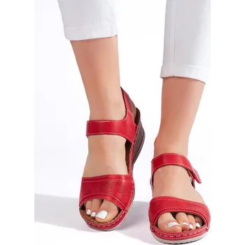Dámské sandále Komfortní dámské sandály červené platforma 36