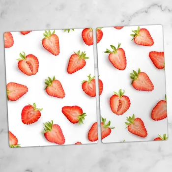 Obraz Tvrzené Skleněné Kuchyňské Desky s Grafikou Kousky Jahody 40x52 a 30x52