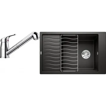 Granitový dřez Set RS Blanco Elon XL 6 S + Blanco Daras-S (černá + chrom)