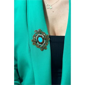 Dámská halenka Brož XZ459-107 zlato + modrá UNI