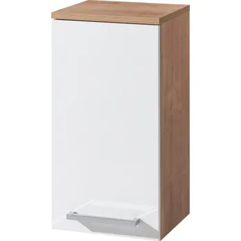 Koupelnový nábytek EBS Horní Skříňka PURE (Galerka), Závěsná, Dvířka Soft-Close, Bílá Lesklá / Dub Arlington, Levé Otevírání, 33 x 33 x 63 cm provedení: pravé