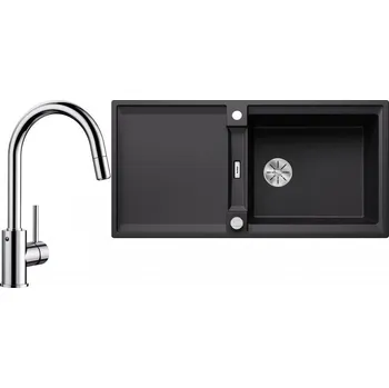 Kuchyňský dřez Set RS Blanco Adira XL 6 S + Blanco Mida-S (černá + chrom)