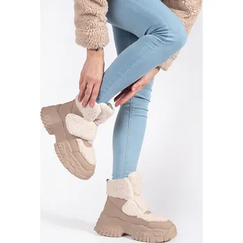 Dívčí sněhule Krásné dámské sněhule hnědé platforma 39