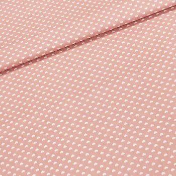 Bavlněné plátno 303000/4, bílá srdíčka na starorůžové, š.140cm (látka v metráži)