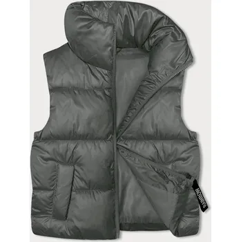 Dámská vesta Šedozelená krátká dámská vesta se stojáčkem (B8245-70) odstíny šedé XXL (44)