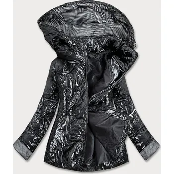 Lesklá černá prošívaná dámská bunda (B9573) odstíny černé 48