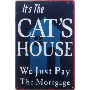 Plechová cedule Plechová retro cedule - Cats House Provedení: Dibond: 20 x 15 cm