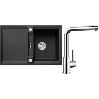 Granitový dřez Set RS Blanco Adira 45 S + Blanco Mila-S (černá + chrom)