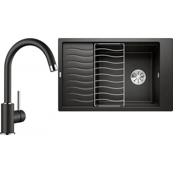 Granitový dřez Set RS Blanco Elon XL 6 S + Blanco Mida (černá + černá)