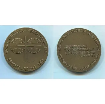 Medaile k 6. všekřesťanské mírové konferenci v Praze 1985.