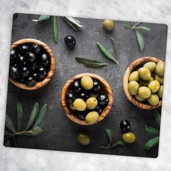 Kuchyňské prkénko Tvrzené multifunkční dekorativní skleněné prkénko na krájení Olivy 60x52