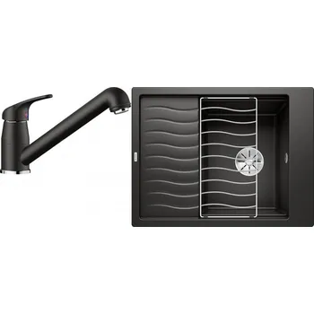Granitový dřez Set RS Blanco Elon 45 S + Blanco Daras-S (černá + černá)