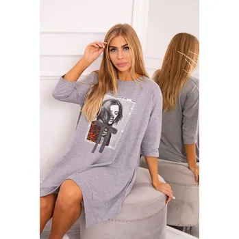 Dámské šaty Šaty s potiskem a rozšířenou spodní částí šedé UNI