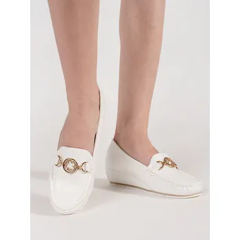 Dámské mokasíny Jedinečné dámské bílé mokasíny na klínku 36