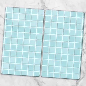 Obraz Kuchyňské Multifunkční Dekorativní Skleněné Desky Modré Obkladačky 2x30x52