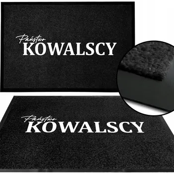 Obraz VSTUPNÍ STĚRAČ MONOCHROM ČERNÝ POD DVEŘE VAŠEHO Č. DOMU, ADRESA VZOR