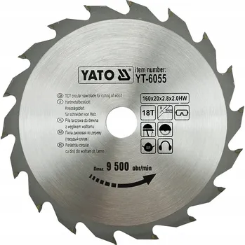 Řezný kotouč VIDLICOVÝ KOTOUČ 160X18TX20 MM YT-6055 YATO