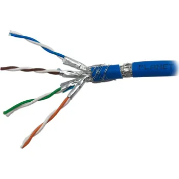 Síťový kabel PLANET kabel SFTP, drát, Cat 6A, 4p, 500MHz, LS0H, stíněný každý pár,Planet Elite, modrý, Dca, balení 500m