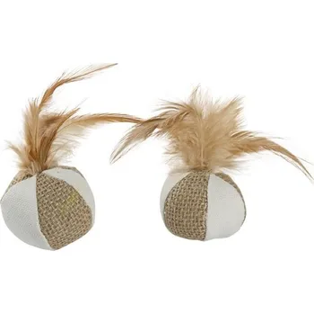 Hračka pro kočku N.Mol B.V. Míč sisal s peřím 5cm 2ks/bal.