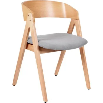 Jídelní židle Přírodní dřevěná jídelní židle Somcasa Rina se šedým sedákem