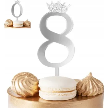 Obraz ZÁPICH DO DORTU ČÍSLICE ČÍSLICE 8 STŘÍBRNÁ ZRCADLOVÁ NA NAROZENINOVOU OSLAVU