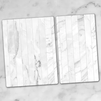 Obraz Sada dvou ozdobných skleněných kuchyňských prkének, bílá, 40x52 cm a 30x52 cm
