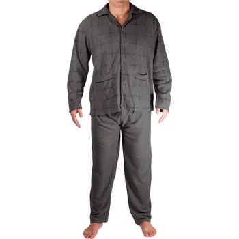 Pánské pyžamo František propínací pánské froté pyžamo tmavě šedá M