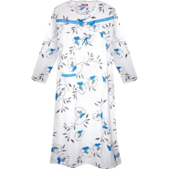 Body Fanynka hřejivá noční košile s dlouhým rukávem 6549 4XL modrá