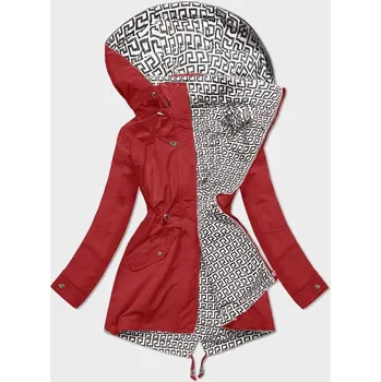 Tenká červená bunda parka s ozdobným lemováním (16M9068-270) odstíny červené S (36)