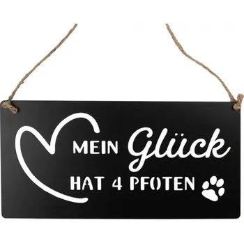 Plechová cedule Černá kovová cedule s průřezy Šťastné tlapky 30x15 cm