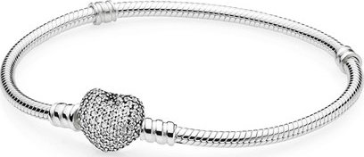 Náramek PANDORA Moments stříbrný Pavé srdce 21 cm 590727CZ-21