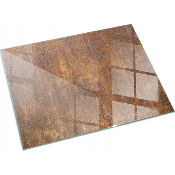 Krbová kamna Skleněná deska pod kamna s motivem – textura rzi na kovu, velká 120x80 cm