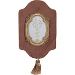 Růžovohnědý fotorámeček Alice se zlatou aplikací a střapcem – 10x15 cm